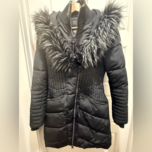 Noize. Gigi Vegan Faux Fur Trim Quilted Parka. Black. Size XS. - Picture 4 of 14